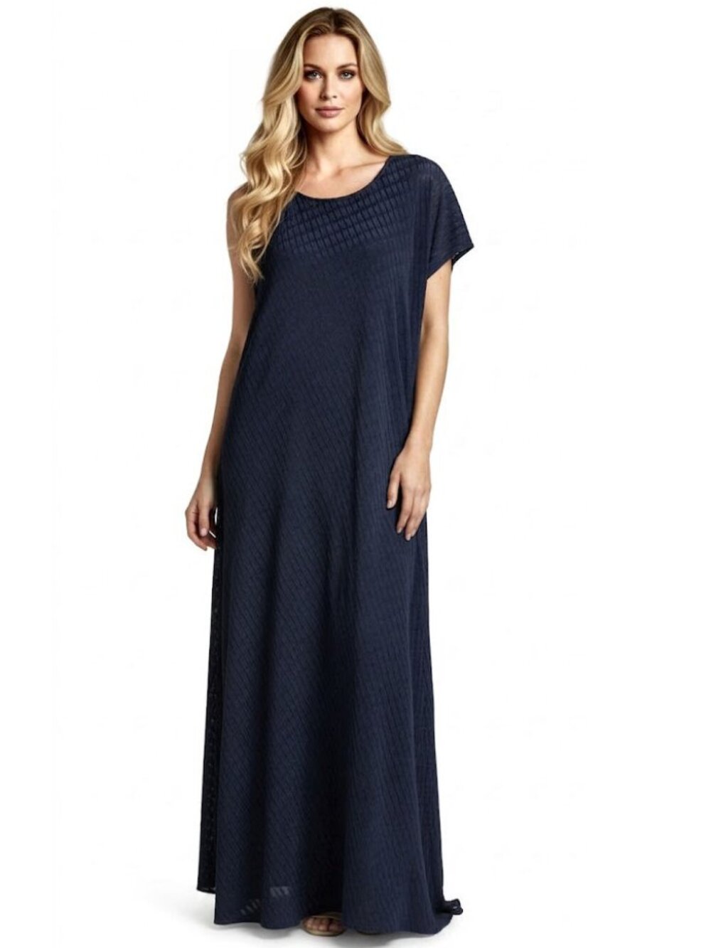 Maria Cornejo Asymmetrical Patterned Viscose Caftan Dress, Navy, Womens Size 12